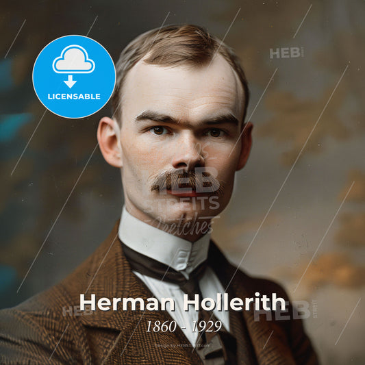 Herman Hollerith, 1860 - 1929, American statistician - A Man With A Mustache Print Template