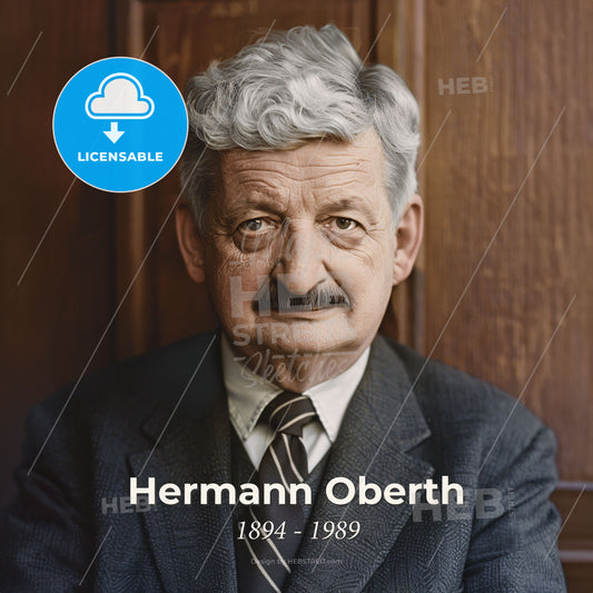 Hermann Oberth, 1894 - 1989, German physicist and engineer - A Man With A Mustache Print Template