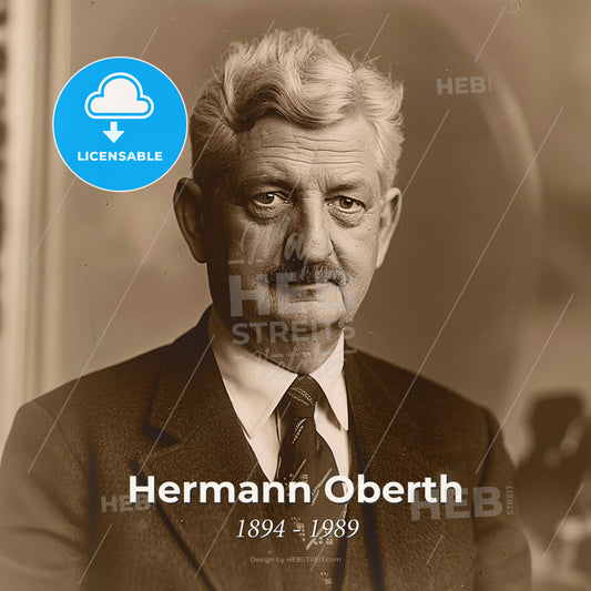 Hermann Oberth, 1894 - 1989, German physicist and engineer - A Man In A Suit And Tie Print Template