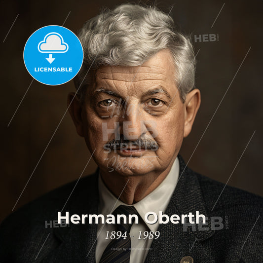 Hermann Oberth, 1894 - 1989, German physicist and engineer - A Man In A Suit And Tie Print Template