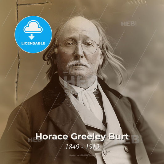 Horace Greeley Burt, 1849 - 1913, American railway executive - A Man With Glasses And A Mustache Print Template
