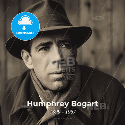 Humphrey Bogart, 1899 - 1957, American actor - A Man Wearing A Hat And Scarf Print Template