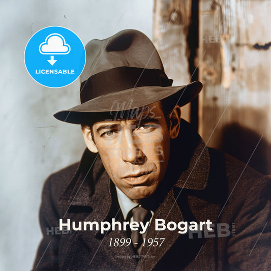 Humphrey Bogart, 1899 - 1957, American actor - A Man Wearing A Hat Print Template