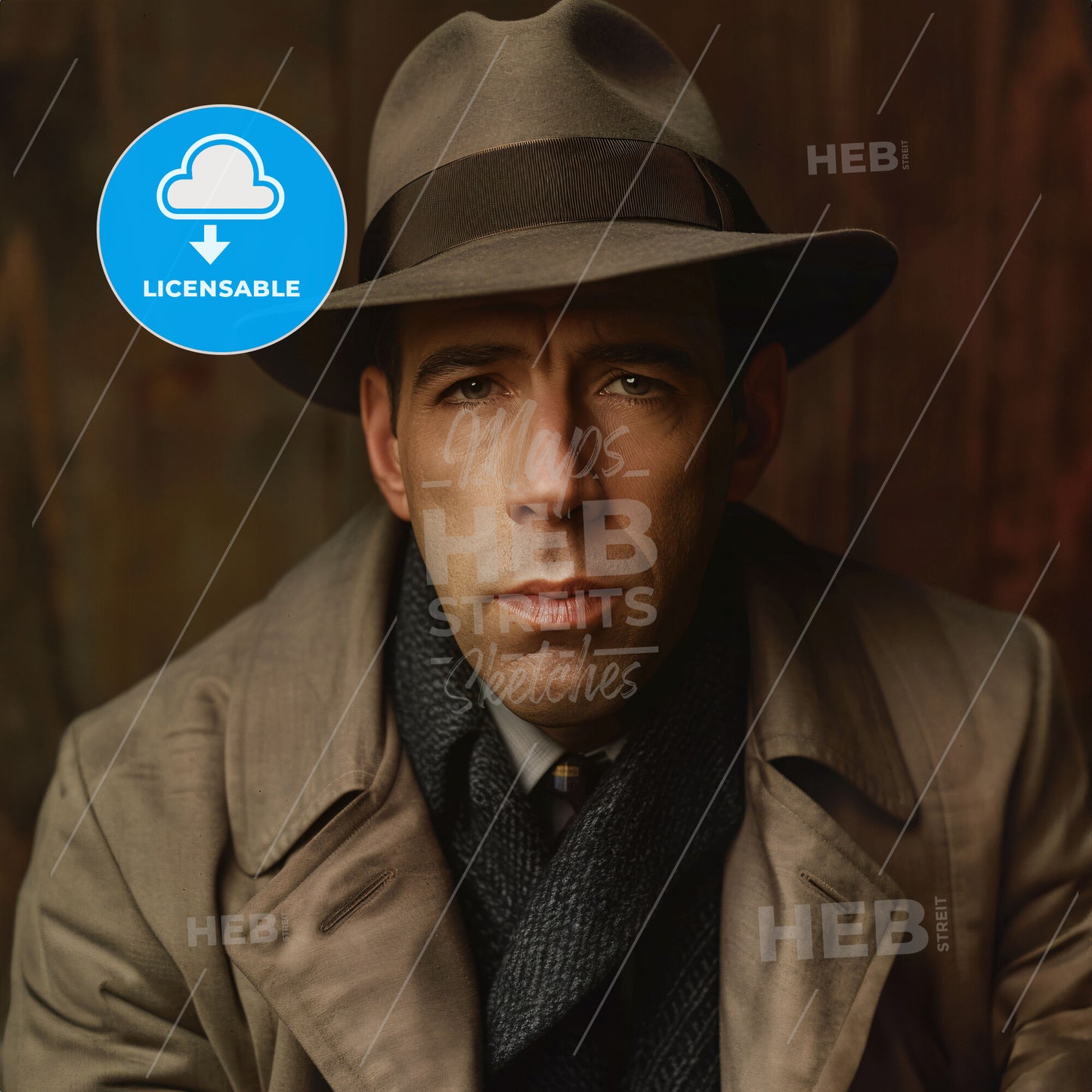 Humphrey Bogart, 1899 - 1957, American actor - A Man In A Hat And Coat