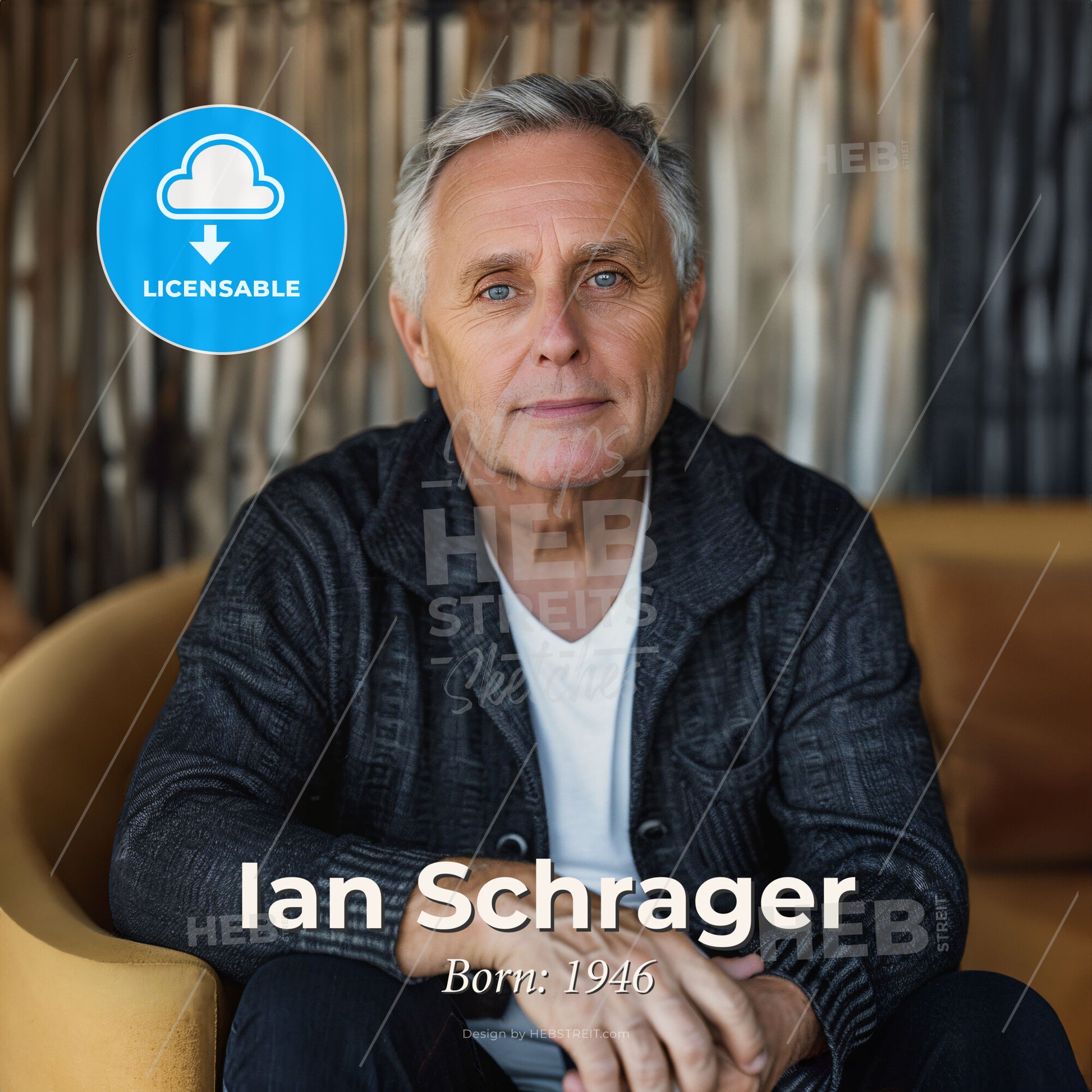 Ian Schrager, Born: 1946, American hotelier - A Man Sitting In A Chair Print Template
