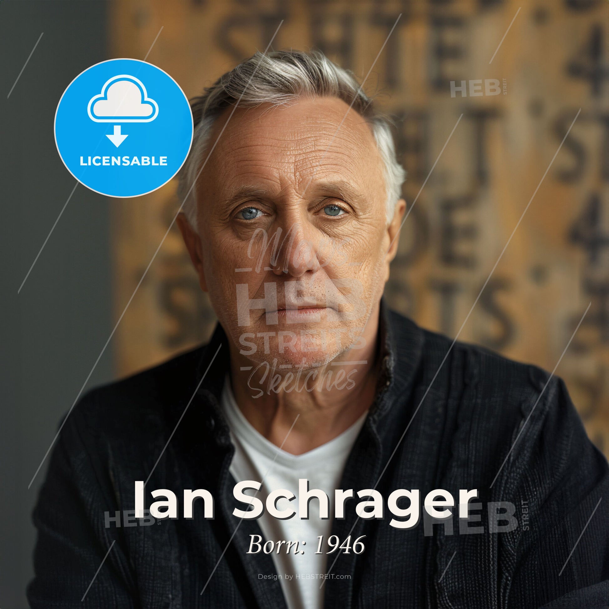 Ian Schrager, Born: 1946, American hotelier - A Man With Blue Eyes Print Template