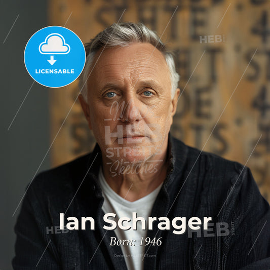 Ian Schrager, Born: 1946, American hotelier - A Man With Blue Eyes Print Template