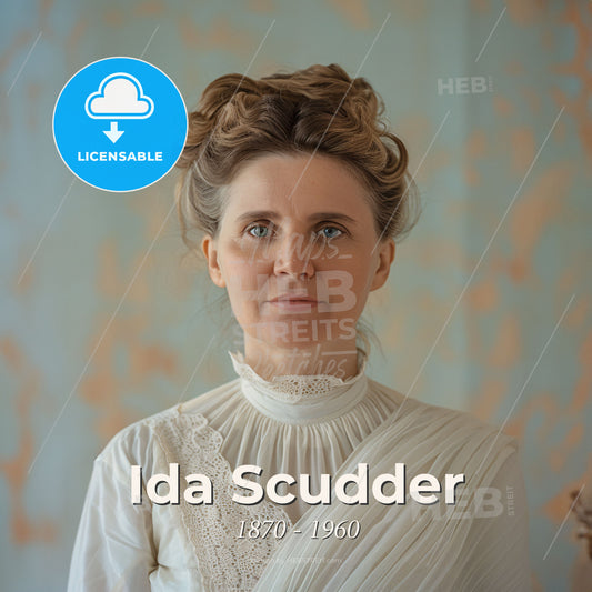 Ida Scudder, 1870 - 1960, American missionary - A Woman In A White Dress Print Template