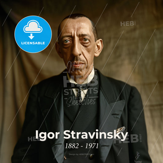 Igor Stravinsky, 1882 - 1971, Russian composer - A Man In A Suit Print Template