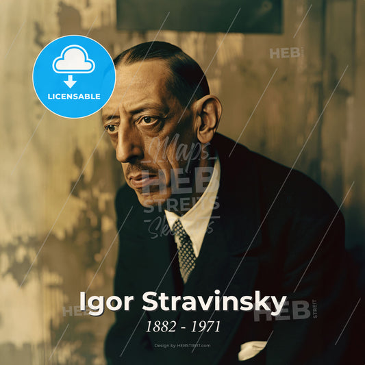 Igor Stravinsky, 1882 - 1971, Russian composer - A Man In A Suit Print Template