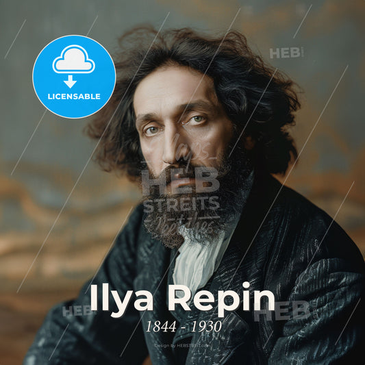 Ilya Repin, 1844 - 1930, Russian realist painter - A Man With A Beard And Mustache Print Template