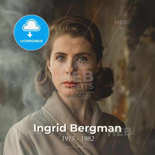 Ingrid Bergman, 1915 - 1982, Swedish actress - A Woman With Smoke Coming Out Of Her Hair Print Template
