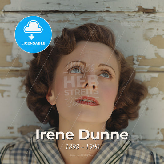Irene Dunne, 1898 - 1990, American actress - A Woman Looking Up With Her Eyes Closed Print Template