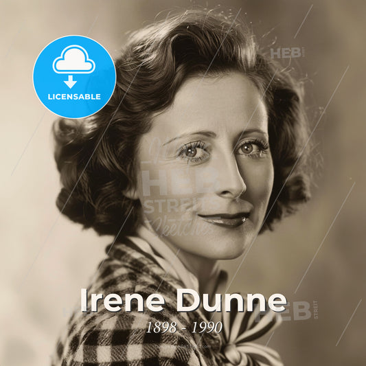 Irene Dunne, 1898 - 1990, American actress - A Woman With Short Curly Hair Print Template