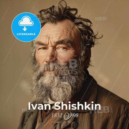 Ivan Shishkin, 1832 - 1898, Russian landscape painter - A Man With A Beard Print Template