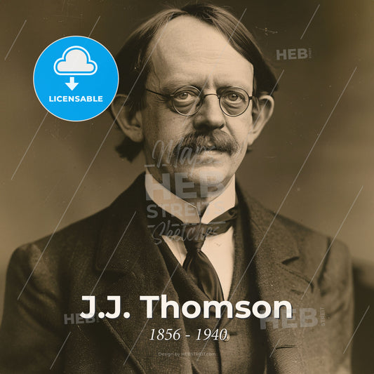 J.J. Thomson, 1856 - 1940, British physicist - A Man With A Mustache Wearing A Suit And Tie Print Template