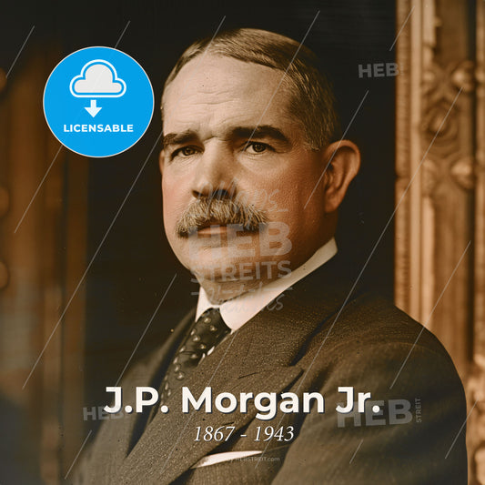 J.P. Morgan Jr., 1867 - 1943, American banker - A Man With A Mustache Wearing A Suit And Tie Print Template