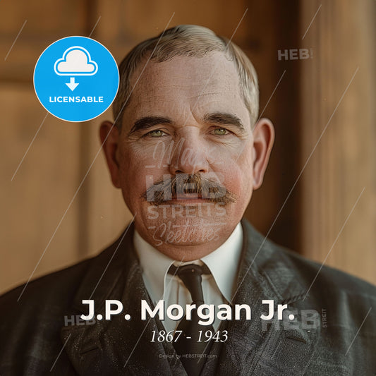 J.P. Morgan Jr., 1867 - 1943, American banker - A Man With A Mustache Print Template