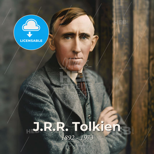 J.R.R. Tolkien, 1892 - 1973, British writer - A Man In A Suit With His Arms Crossed Print Template