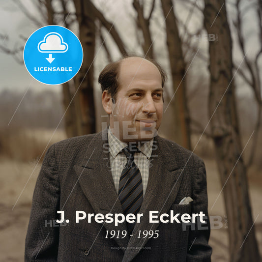 J. Presper Eckert, 1919 - 1995, American electrical engineer - A Man In A Suit And Tie Print Template