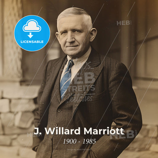 J. Willard Marriott, 1900 - 1985, American hotelier - A Man In A Suit Print Template