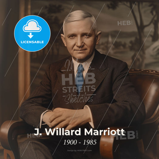 J. Willard Marriott, 1900 - 1985, American hotelier - A Man In A Suit And Tie Sitting In A Chair Print Template