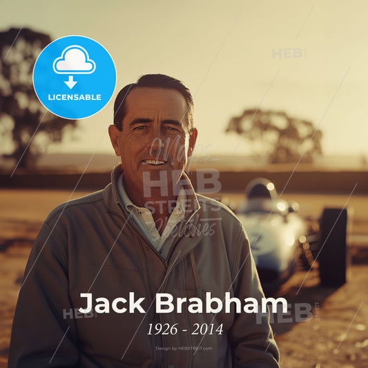 Jack Brabham, 1926 - 2014, Australian racing driver - A Man In Front Of A Race Car Print Template