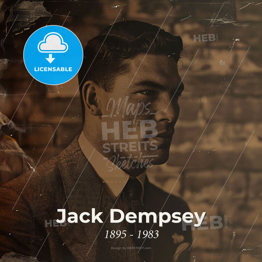 Jack Dempsey, 1895 - 1983, American boxer - A Man In A Suit Print Template