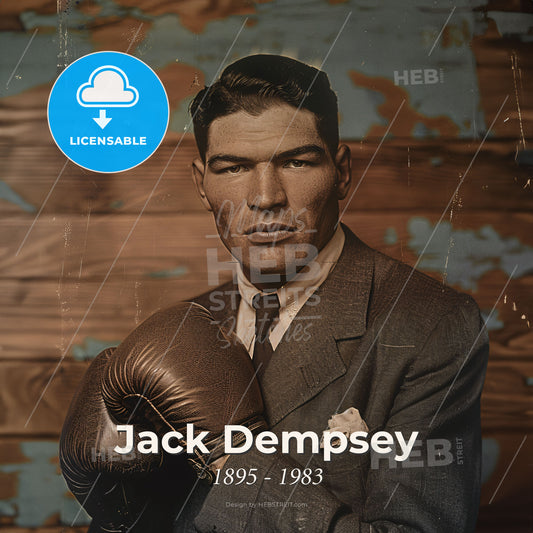 Jack Dempsey, 1895 - 1983, American boxer - A Man Wearing Boxing Gloves Print Template