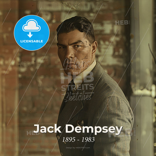 Jack Dempsey, 1895 - 1983, American boxer - A Man In A Suit Print Template