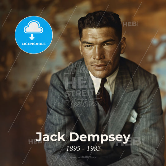 Jack Dempsey, 1895 - 1983, American boxer - A Man In A Suit Print Template