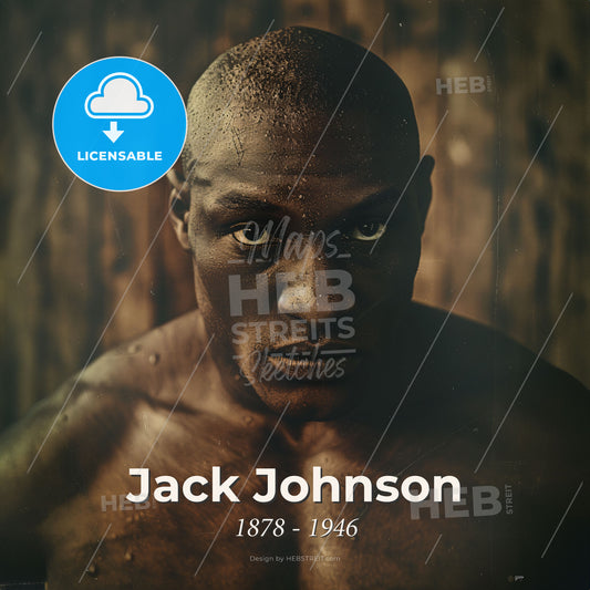 Jack Johnson, 1878 - 1946, American boxer - A Man Looking At The Camera Print Template