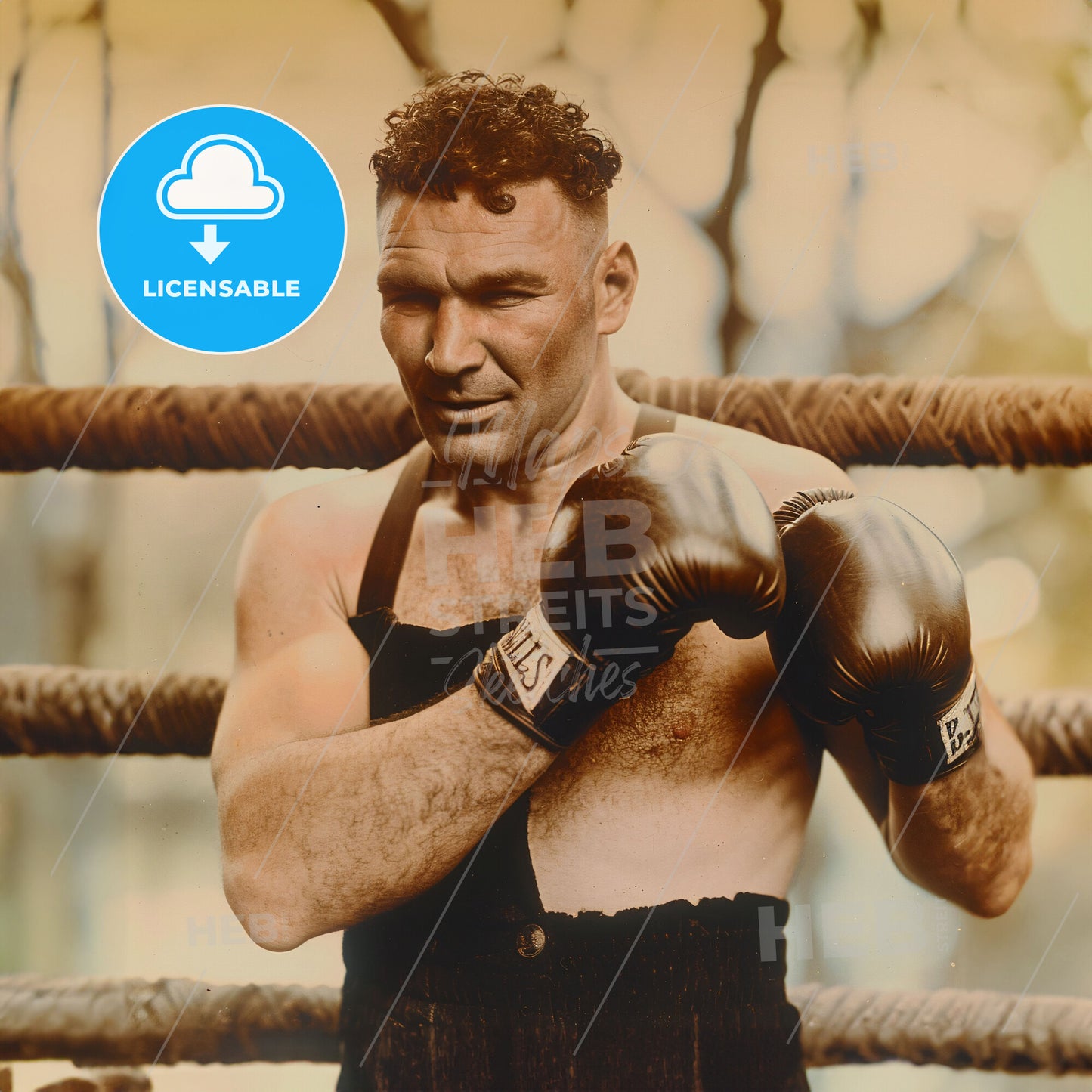 Jack "Nonpareil" Dempsey, 1862 - 1895, Irish-American middleweight boxer - A Man Wearing Boxing Gloves