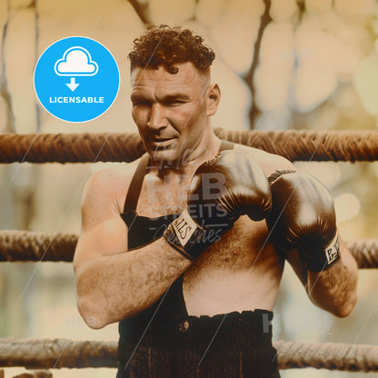 Jack "Nonpareil" Dempsey, 1862 - 1895, Irish-American middleweight boxer - A Man Wearing Boxing Gloves