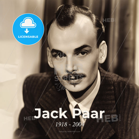Jack Paar, 1918 - 2004, American TV show host - A Man With A Mustache And A Suit Print Template
