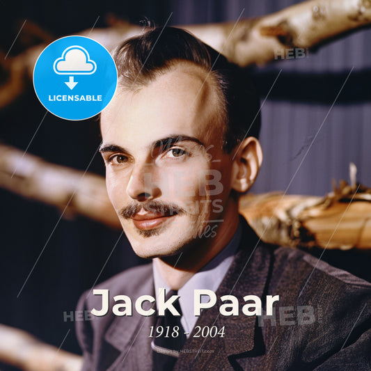 Jack Paar, 1918 - 2004, American TV show host - A Man With A Mustache And A Suit Print Template