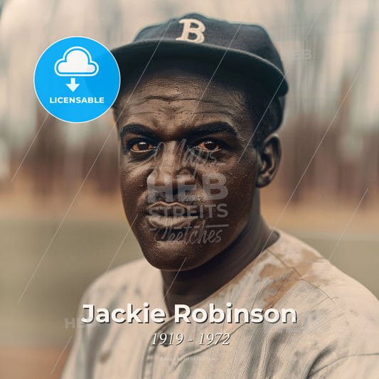 Jackie Robinson, 1919 - 1972, American baseball player - A Man Wearing A Baseball Cap Print Template