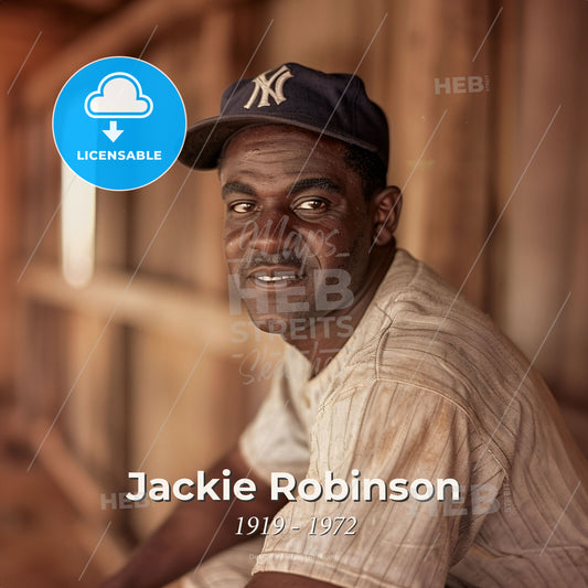 Jackie Robinson, 1919 - 1972, American baseball player - A Man Wearing A Baseball Cap Print Template