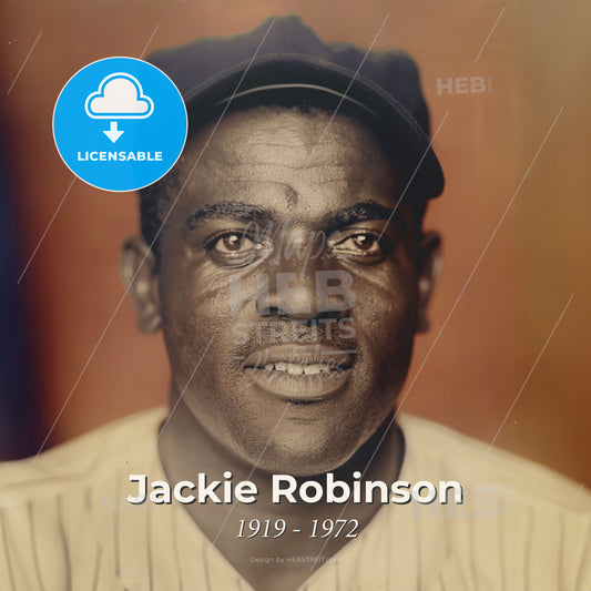 Jackie Robinson, 1919 - 1972, American baseball player - A Man Wearing A Baseball Hat Print Template