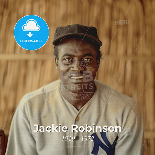 Jackie Robinson, 1919 - 1972, American baseball player - A Man In A Baseball Uniform Print Template