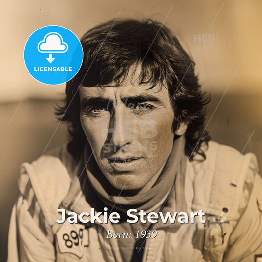 Jackie Stewart, Born: 1939, British racing driver - A Man With A Scarf Around His Neck Print Template