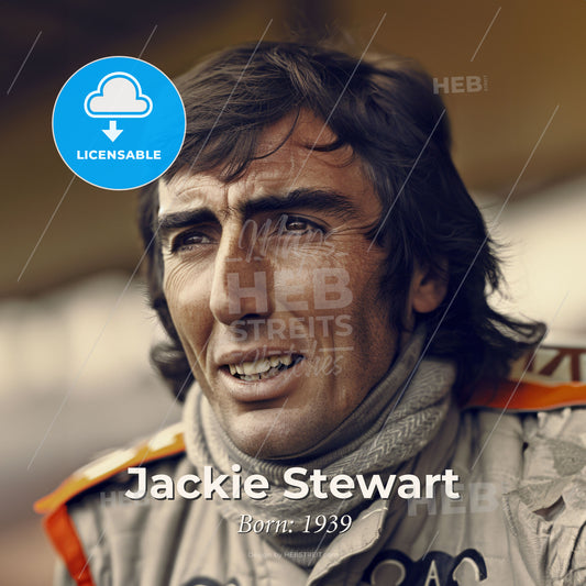 Jackie Stewart, Born: 1939, British racing driver - A Man In A Grey Jacket Print Template