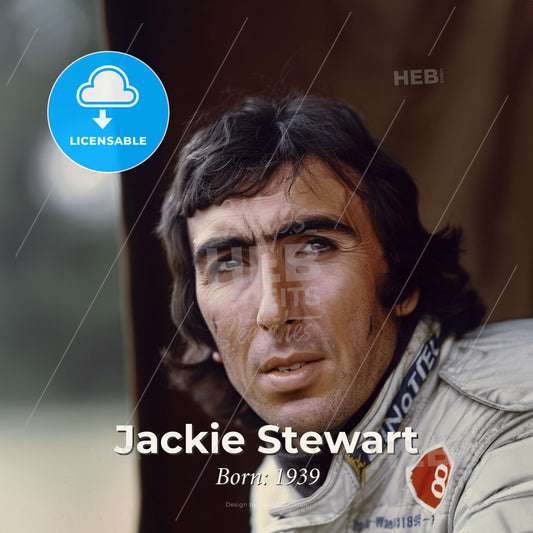 Jackie Stewart, Born: 1939, British racing driver - A Man In A White Jacket Print Template