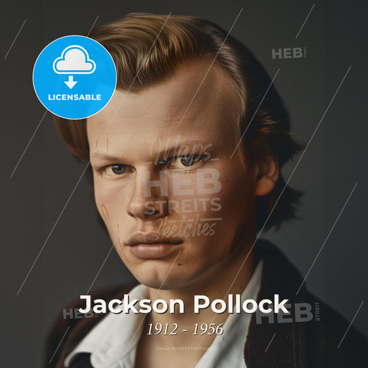 Jackson Pollock, 1912 - 1956, American painter - A Man With A Serious Face Print Template