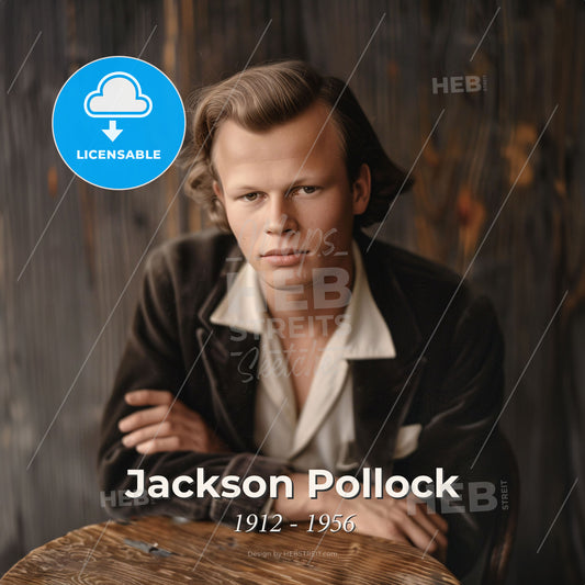 Jackson Pollock, 1912 - 1956, American painter - A Man Sitting At A Table Print Template