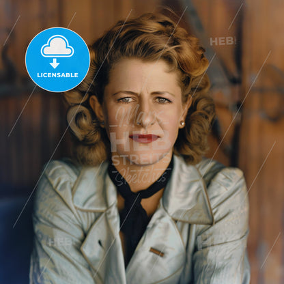 Jacqueline Cochran, 1906 - 1980, American aviator - A Woman With Curly Hair Wearing A White Coat