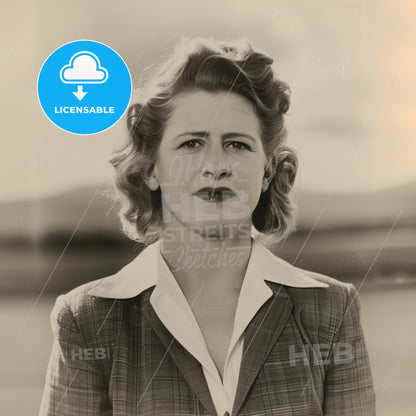 Jacqueline Cochran, 1906 - 1980, American aviator - A Woman With Wavy Hair Wearing A Suit