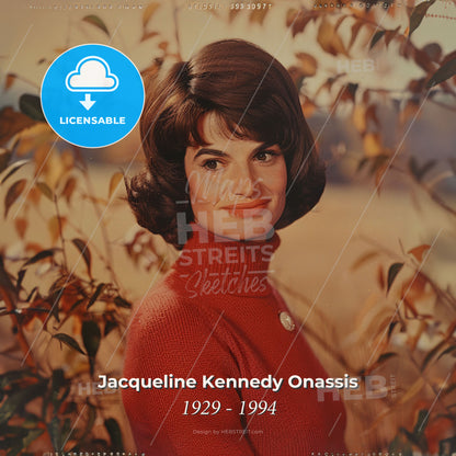 Jacqueline Kennedy Onassis, 1929 - 1994, American First Lady and socialite - A Woman In A Red Sweater Print Template