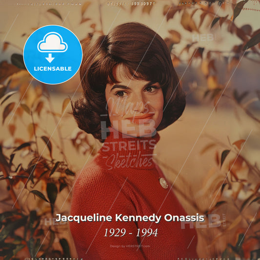 Jacqueline Kennedy Onassis, 1929 - 1994, American First Lady and socialite - A Woman In A Red Sweater Print Template