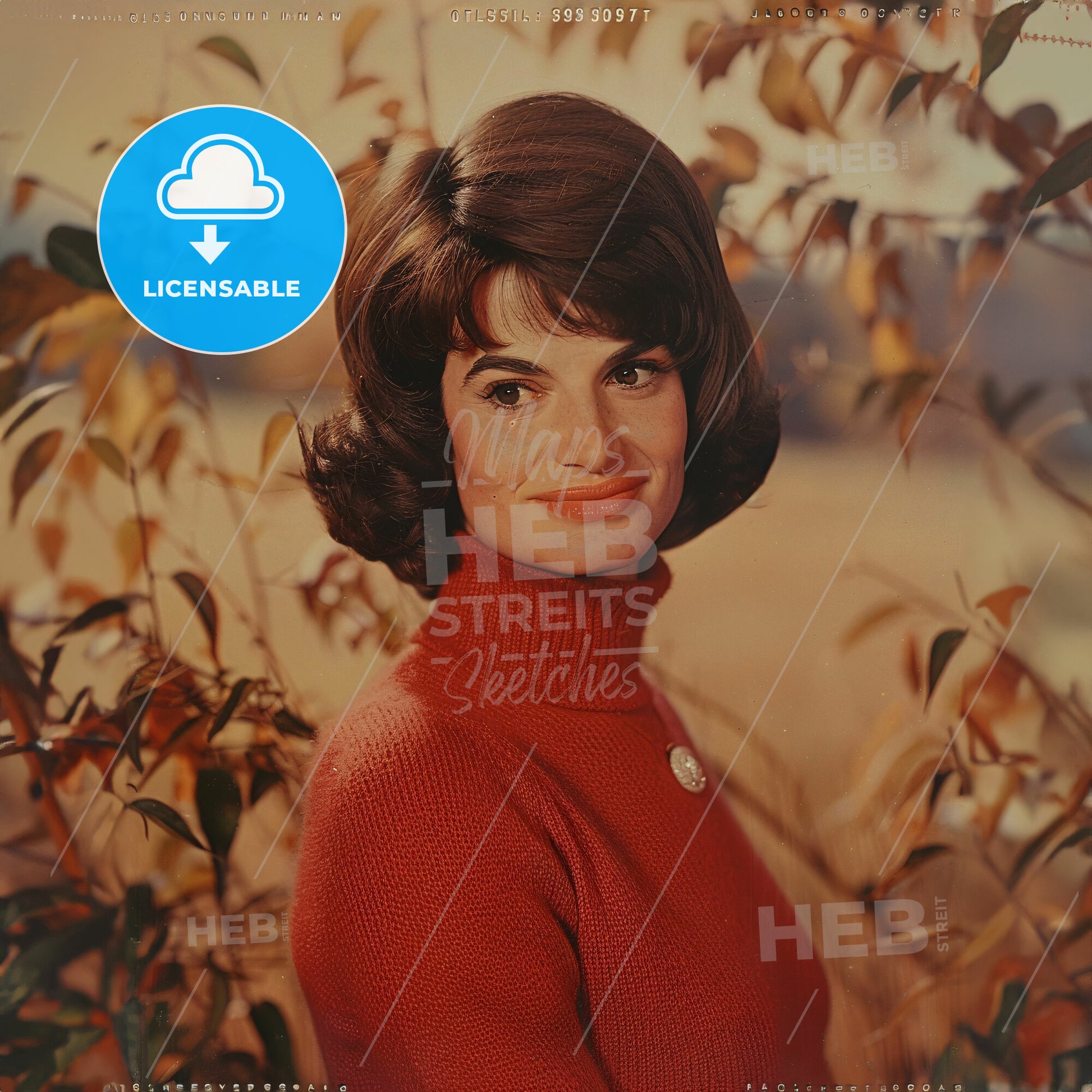 Jacqueline Kennedy Onassis, 1929 - 1994, American First Lady and socialite - A Woman In A Red Sweater